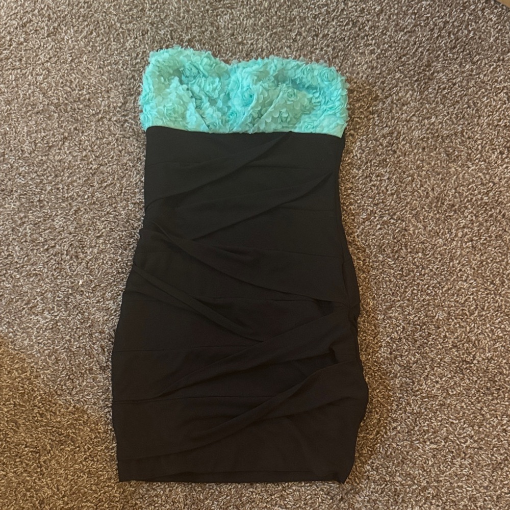 A. Byer Strapless Black and Blue Dress